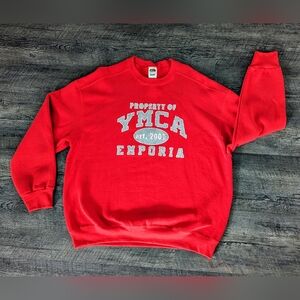 Vintage Property Of YMCA Emporia Single Stitch Red Pullover Sweatshirt USA Sz XL